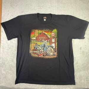Harley Davidson Cycles Graphic T Shirt Men's 2XL Black Farm Motorcycle Gas Pump